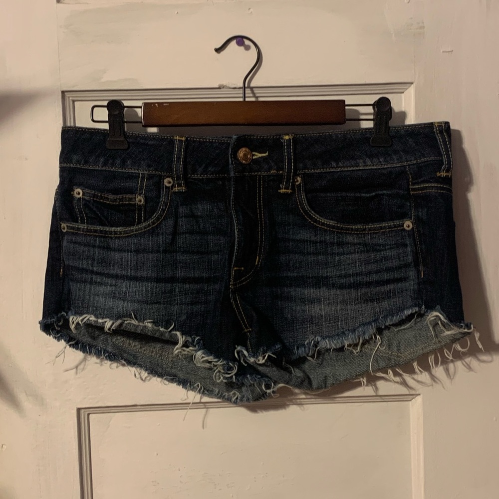 American Eagle Dark Denim Cut Off Shorts